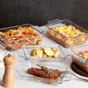 Nutriups Glass Casserole Dish Set, Tempered Glass, Rectangular 5.7in x 7in