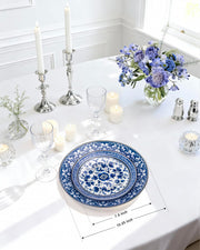 Hioasis Plastic Dinner Plates, 60 Piece Set for 30 People, White and Blue