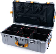 Silver & Yellow Pelican 1615 case with TrekPak Dividers & Lid Organizer. Wheels.