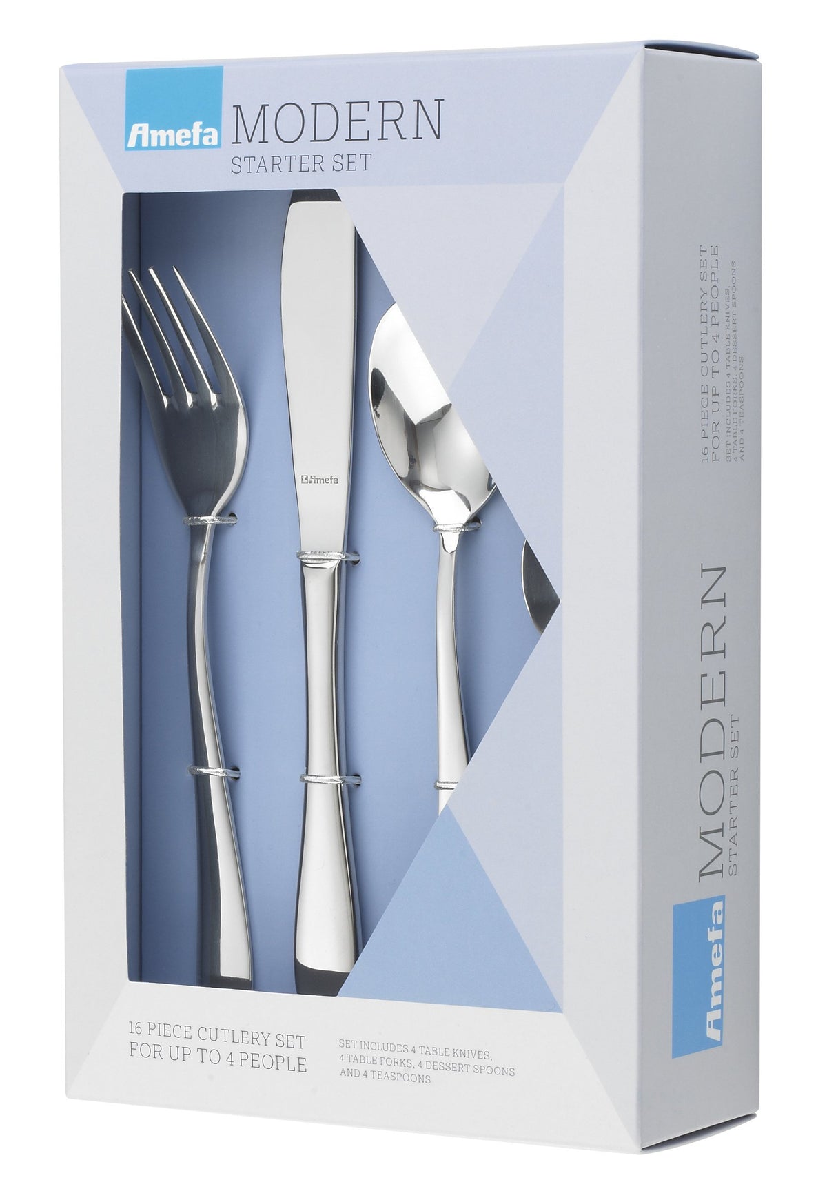 Monogram Sure 16 Piece Boxed Flatware Set for 4 people by Amefa – Regular, Stainless Steel, Pack of 16, Model 842200MM16B62