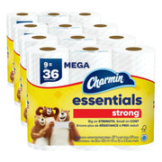 Essentials Strong Toilet Paper by Charmin – 9 Count (Pack of 4), White, Pack of 36, Model 30772045169