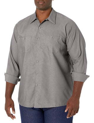 Long Sleeve Industrial Solid Work Shirt Light Grey Small - 5 Pack by Red Kap – Light Grey, Pack of 5, Model SP14