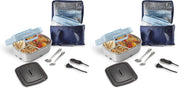 Hamilton Beach Stainless Steel 3 Compartment Tray, (Pack of 2) / Blue / Modern Lunch Boxes