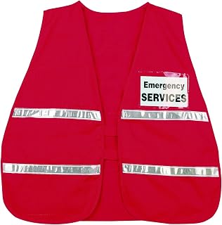 MCR Safety 611ICV204 ICV204 Incident Command Polyester/Cotton Safety Vest with 1-Inch White Reflective Stripe, Red