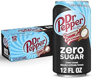 Dr Pepper Zero Sugar Creamy Coconut Soda, 12 fl oz cans, 12 Pack