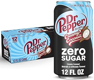 Dr Pepper Zero Sugar Creamy Coconut Soda, 12 fl oz cans, 12 Pack