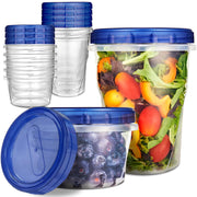 Combo Plastic Food Containers with Lids by Stock Your Home – 16 Count, 32.0 ounces, Plastic, Blue, Pack of 16