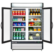 MXM2-48RHC, 54" Double Glass Door Merchandiser Refrigerator, Free Standing, 48 Cu. Ft., Stainless Steel by MAXX Cold – 54 inches, 48.0 cubic_feet, Stainless-Steel, Model DGMW48R