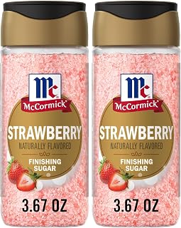 McCormick Finishing Sugar, Strawberry, Sweet Strawberry Flavor, Perfect For Adding A Fruity Sweetness to Breakfast Items, Sprinkle on Baked Goods or Stir into Beverages, 3.67 oz (Pack of 2)