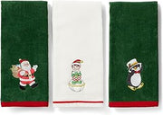 Lenox Holiday Elf + Santa + Penguin Kitchen Towels, Set of 3, Multicolor, 18" W x 28" L