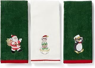 Lenox Holiday Elf + Santa + Penguin Kitchen Towels, Set of 3, Multicolor, 18" W x 28" L
