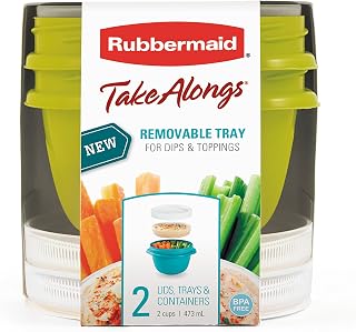 Rubbermaid TakeAlongs Snacking Food Storage Containers, 2 Cups Size - 2 Lids, Trays, and Containers 7S87