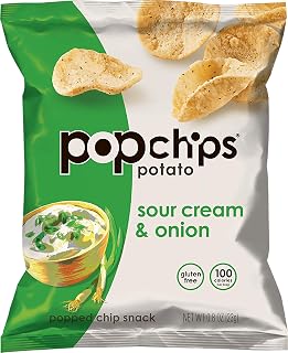 popchips Sour Cream & Onion Potato Chips Single Serve 0.8 oz Bags (Pack of 24)