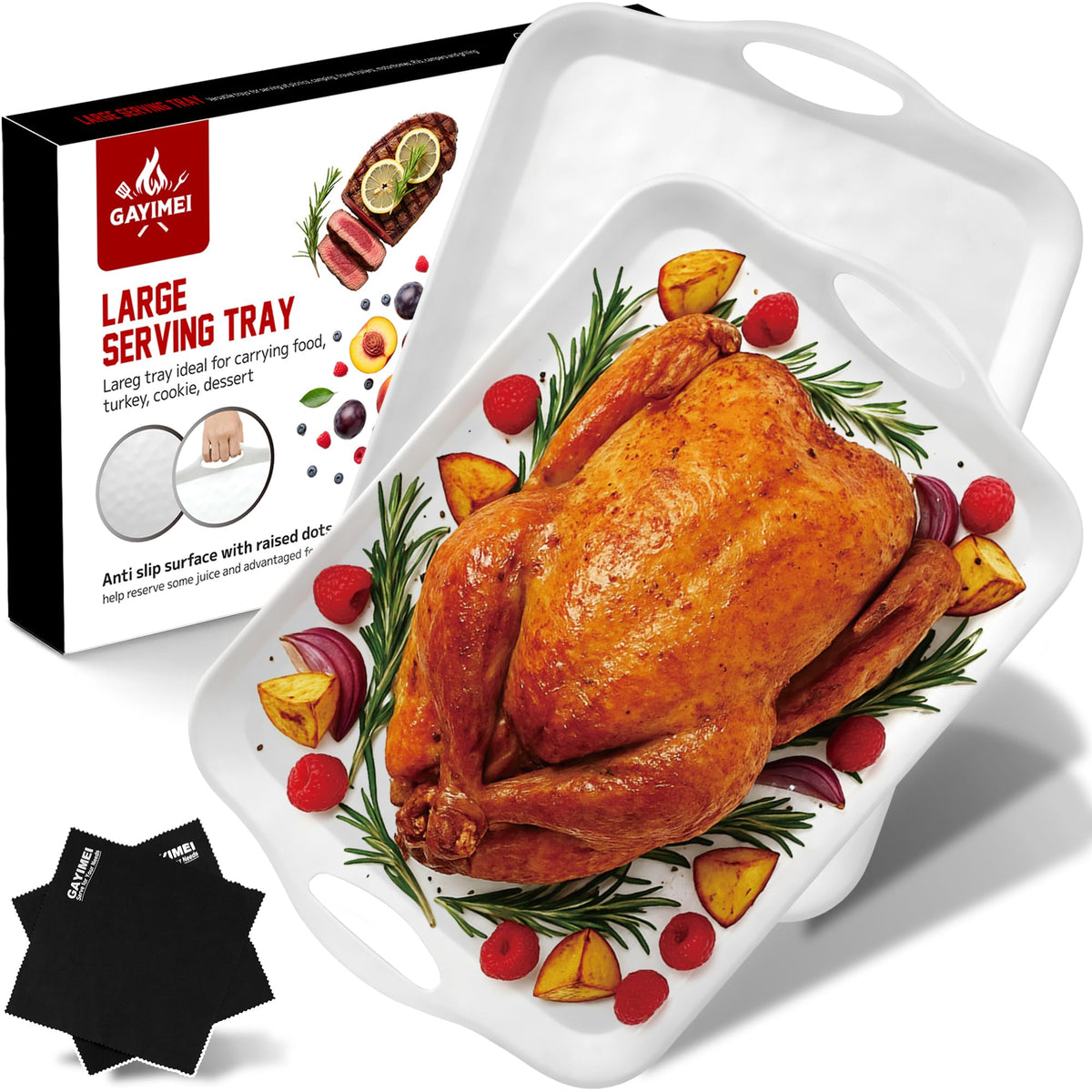 Gayimei Serving Platter, Melamine 20 x 13 Inch, White