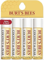 Burt's Bees 100% Natural Moisturizing Lip Balm, Coconut & Pear with Beeswax & Fruit Extracts, 4 Tubes