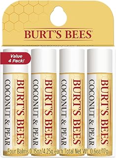 Burt's Bees 100% Natural Moisturizing Lip Balm, Coconut & Pear with Beeswax & Fruit Extracts, 4 Tubes