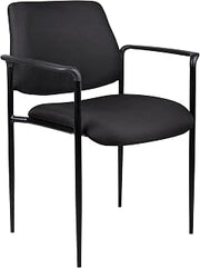 Boss Office Products Square Back Fabric Dimond Stacking Chair with Arms in Black, 250 (B9503-BK)