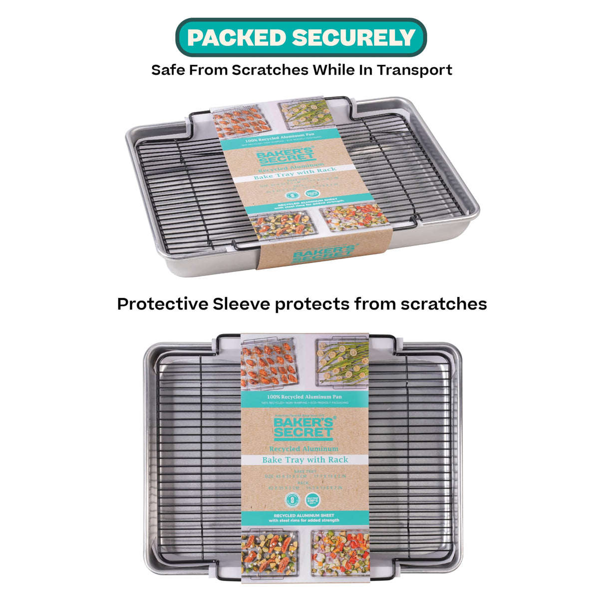 Baker's Secret Recycled Aluminum Roasting Pan with Rack, 17.7 x 13 Inch, Silver