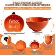 Gooyule Pumpkin Bowls, 6 oz Ceramic Ramekins, Set of 6, Orange