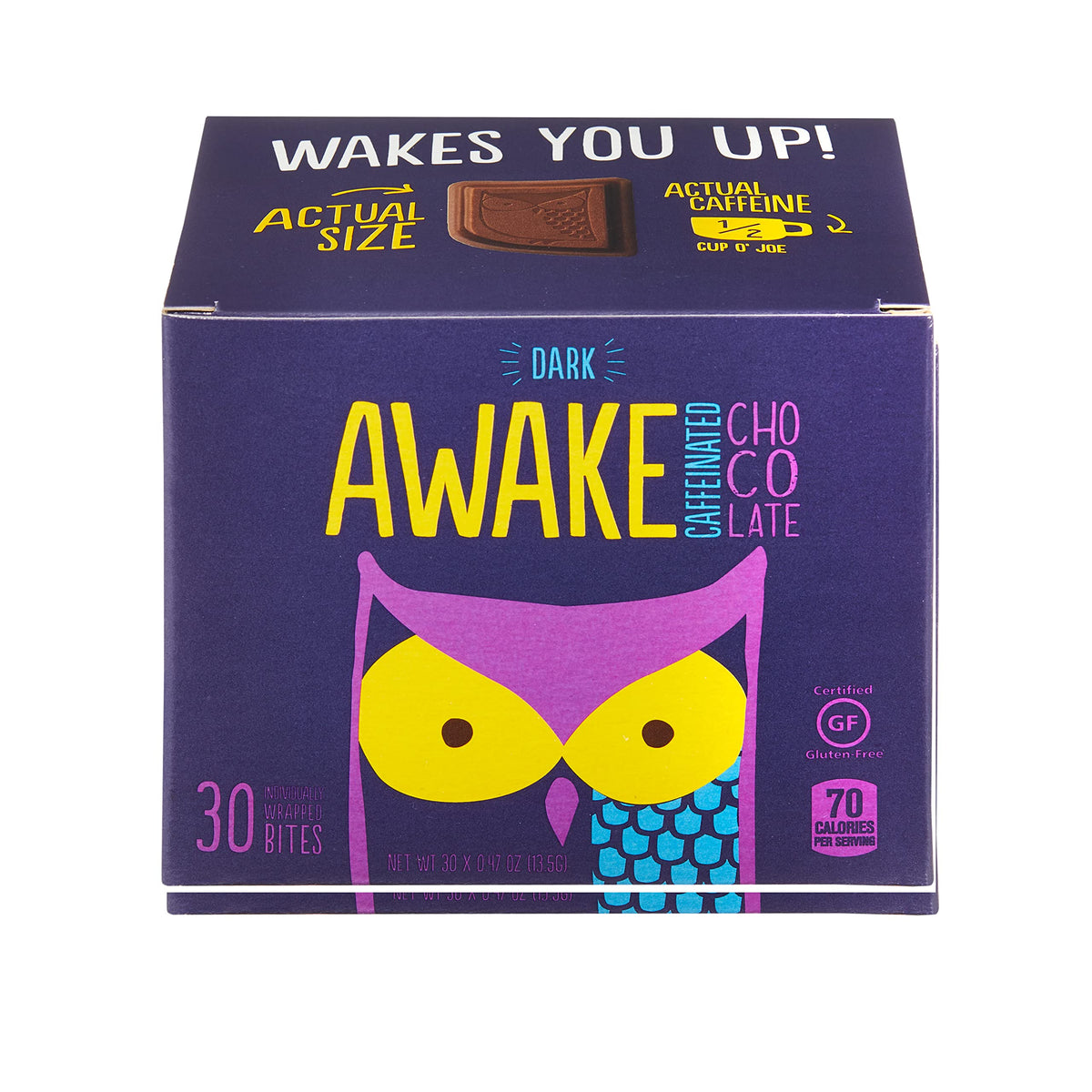 AWAKE Caffeinated Chocolate Dark Chocolate / 14.1 Ounce (Pack of 1) / Milk Chocolate Candy & Chocolate Bars