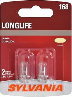 SYLVANIA 168 Long Life Miniature - Bulb, Ideal for Interior Lighting - Map, Dome, Trunk, Cargo and License Plate (Contains 2 Bulbs)