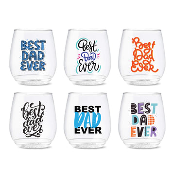 14oz Vino Best Dad Ever Series by TOSSWARE – 14oz, 14 fluid_ounces, Plastic, Best Dad Ever, Pack of 6