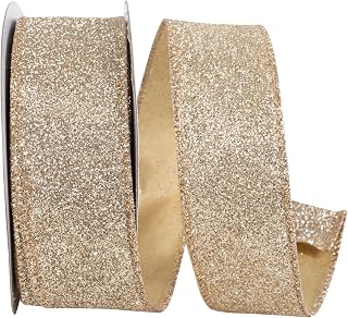 Reliant Ribbon Ribbon - Glitter Metallic Display Value Wired Edge, Gold/Silver, 1-1/2 Inch, 10 Yards