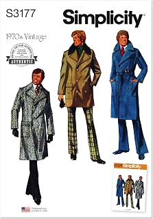 Simplicity SS3177BB Men's Fitted Double-Breasted Overcoat Sewing Pattern Packet, Design Code S3177, Sizes 44-46-48-50-52