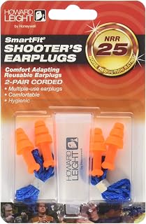 Howard Leight by Honeywell SmartFit Corded Reusable Shooting Earplugs, 2-Pairs (R-01520), Orange With Blue