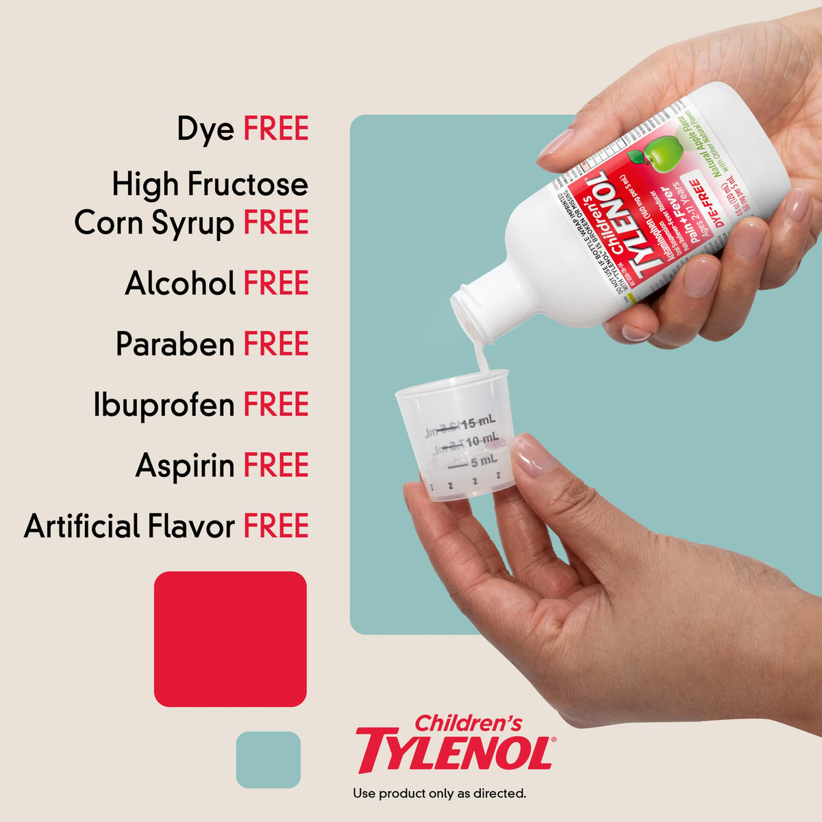 Tylenol Natural Apple Dye Free / 4 Ounce / Gold Acetaminophen
