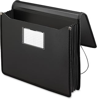 SMEAD Poly Wallet, Accordion File Organizer for File Folders, Letter Size, Black, 5-1/4 inch Expansion, Office Supplies, Document Organizer (71500)