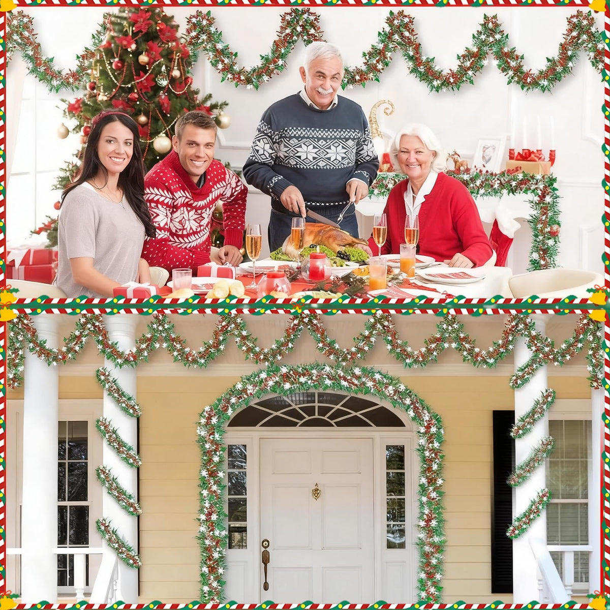 Christmas Tinsel Garland by Generic – Green, Polyethylene Terephthalate (PET), Model LCS250918JSNJR-618-01