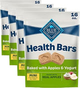 Blue Buffalo Health Bars Mini Crunchy Dog Biscuits, Oven-Baked with Natural Ingredients, Apples & Yogurt, 16-oz Bag (Pack of 4)