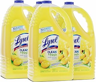 Lysol Multi-Surface Cleaner, Sanitizing and Disinfecting Pour, to Clean and Deodorize, Sparkling Lemon and Sunflower Essence, 144 Fl Oz (Pack of 4)