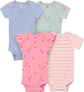 Gerber Baby Girls 4-Pack Short Sleeve Onesies Bodysuits