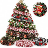 Christmas Tinsel Garland, Flexible Decorative Tinsel，Snowflake Christmas Tinsel Garland