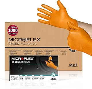 Ansell Microflex 93-256 Mega Texture Grip Extra Durable Nitrile Disposable Gloves