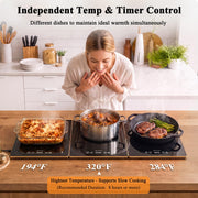 FYY Electric Warming Tray, 13 Temperature Settings, 3-Panel Black