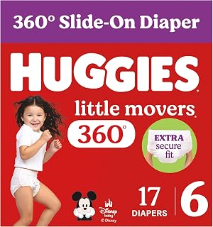 HUGGIES Little Movers HuggFit 360 Diapers Size 6, 17 Count