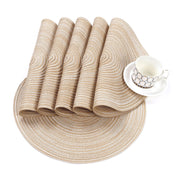 Shacos Round Placemat Set, 15 Inch Diameter, Beige, Set of 6