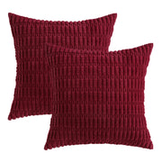 Miulee Corduroy Throw Pillow Covers, 18x18 Inch, Burgundy