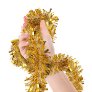 Christmas Tree Gold Tinsel Garland Wide Cut Gold Metallic Streamers Celebrate a Holiday New Years Eve Happy Party Ceiling Hanging Decorations Indoor and Outdoor Disco Party