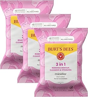 Burt’s Bees Micellar Rose Water Facial Towelettes, 30 ct., 3 Pack