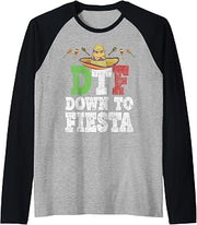 DTF Down to Fiesta Humor Cinco De Mayo Party Raglan Baseball Tee