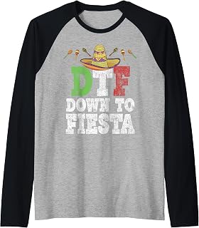 DTF Down to Fiesta Humor Cinco De Mayo Party Raglan Baseball Tee