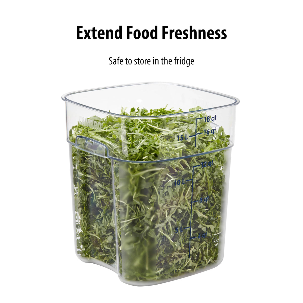 FreshPro 18Qt Food Storage Container in Clear for Industrial and Kitchen Use by Cambro – 18 quarts, Polycarbonate (PC), Clear, Model 18SFSPROCW135