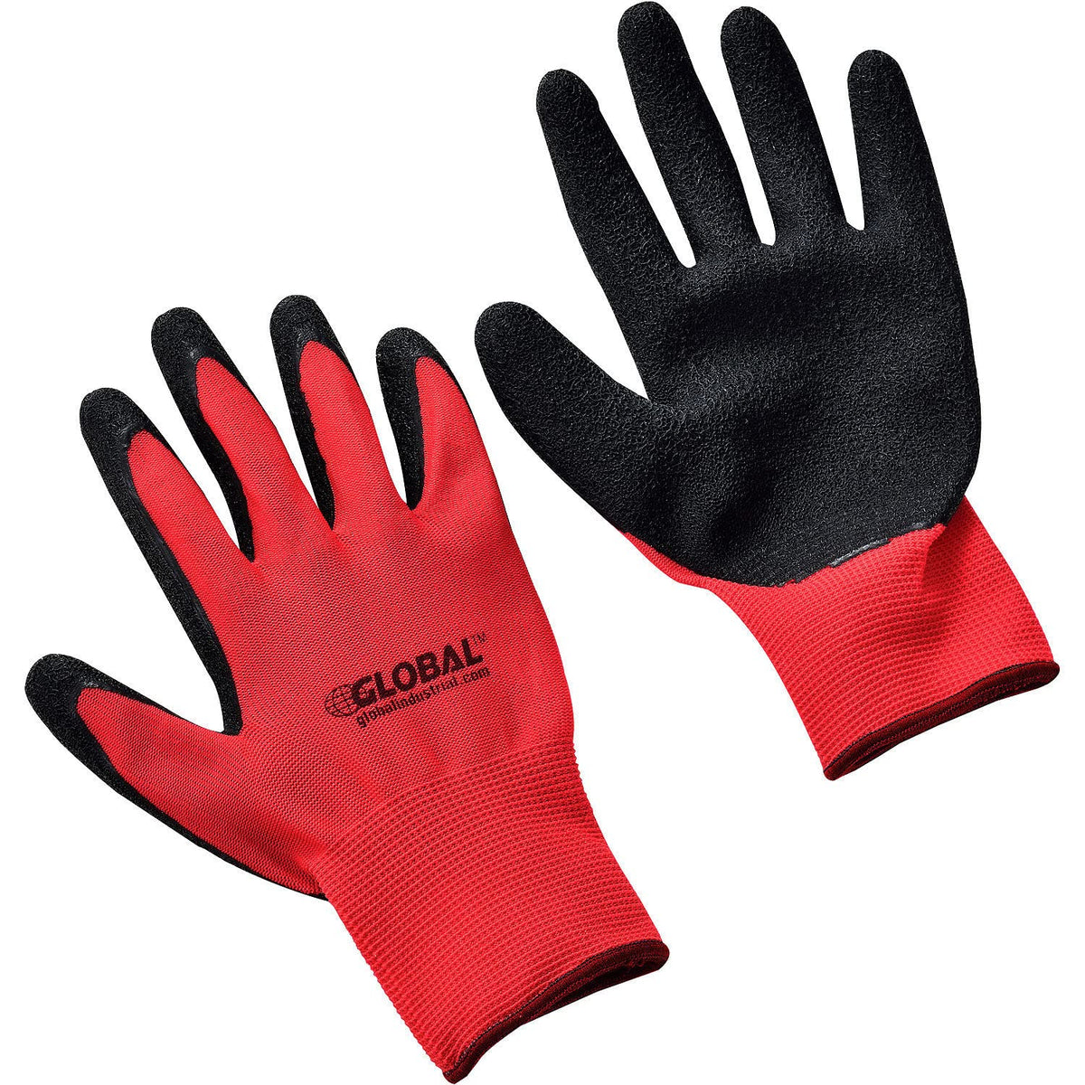 Crinkle Latex Coated Gloves by Global Industrial – Small, Nylon, Red/Black, Pack of 12, Model 708347S
