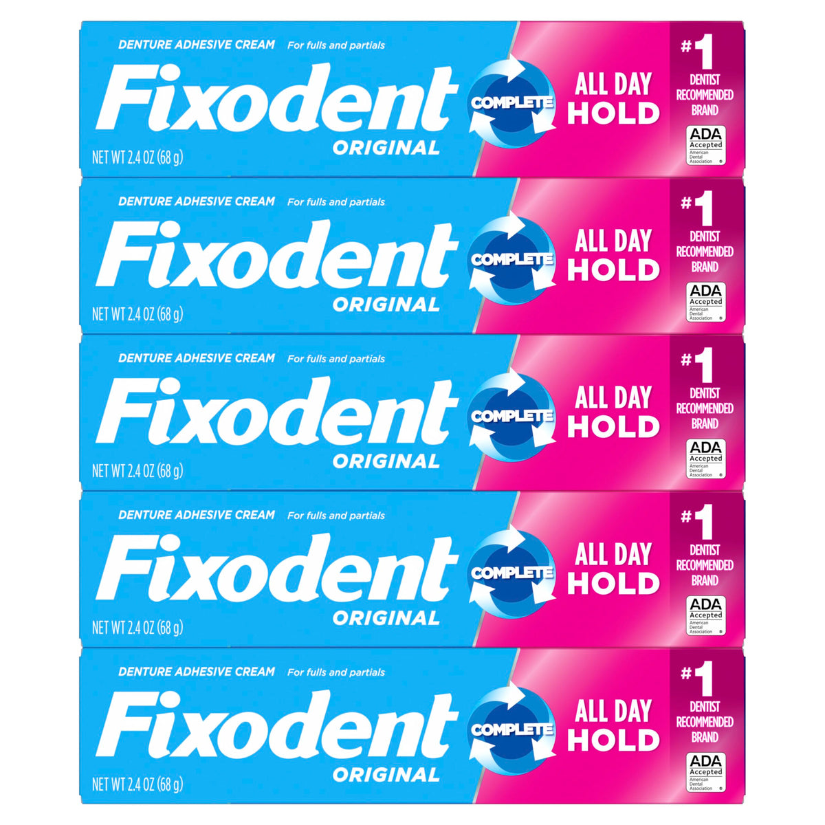 Original Secure Denture Adhesive Cream for Full and Partial Denture Wearers by Fixodent – 2.4oz (Pack of 20), Water-based polymer, White, Pack of 20, Model 81244550