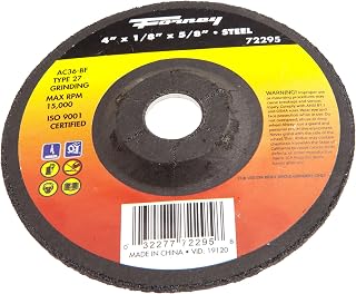 Forney 72295 Grinding Wheel, Type 27 Steel Flex with 5/8-Inch Arbor, AC36R-BF, 4-Inch-by-1/8-Inch