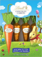 Lindt Chocolate Carrots, Solid Milk Chocolate Easter Candy Blended with Hazelnut, 1.9 Oz Box